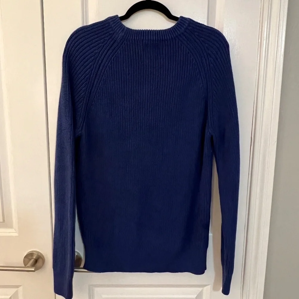 J. Crew Heritage cotton shaker-stitch sweater Size L Blue chunky knit